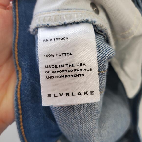 SLVRLAKE Jeans Womens 29 Blue Grace Wide Leg High Rise USA Freedom Wash Classic - Picture 5 of 14